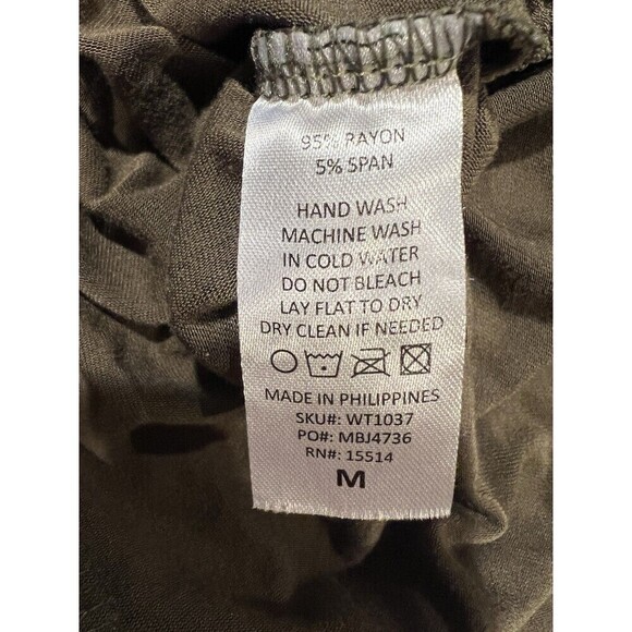 Made by Johnny V Neck Short Sleeve Dolman Top with Side Shirring M OLIVE - Picture 6 of 6